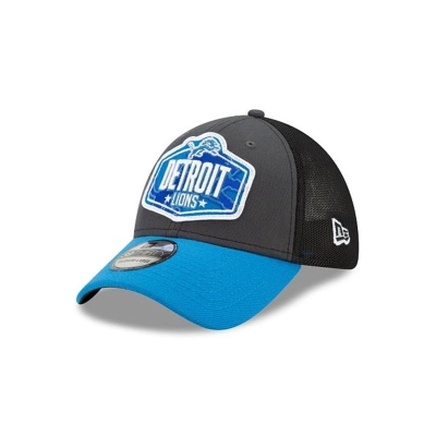 Grey Detroit Lions Hat - New Era NFL NFL Draft 39THIRTY Stretch Fit Caps USA8319256